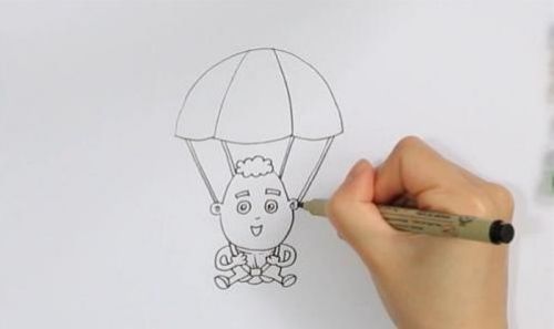 卡通跳伞简笔画怎么画 带颜色跳伞简笔画绘画教程