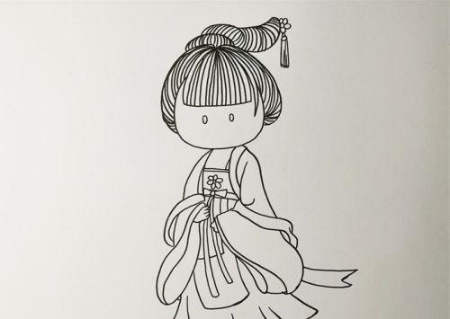 超简单古装美女简笔画怎么画 全身古装美女简笔画教程