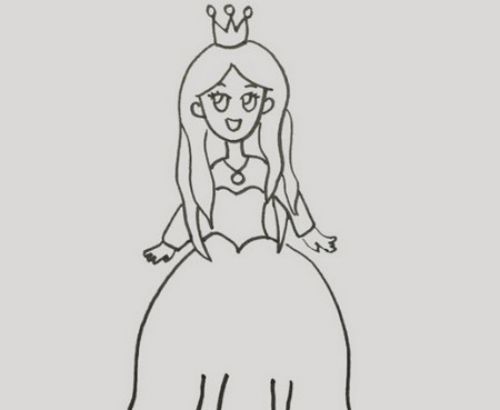 穿礼服芭比公主简笔画怎么画 简单又漂亮芭比公主简笔画教程图解