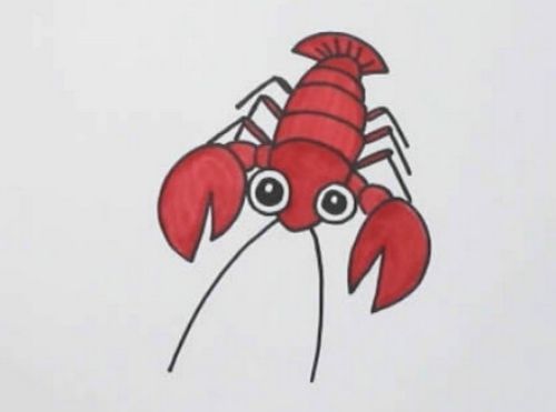 彩色小龙虾简笔画画法 卡通画小龙虾简笔画怎么画