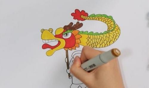 儿童舞龙简笔画怎么画 带颜色舞龙简笔画步骤