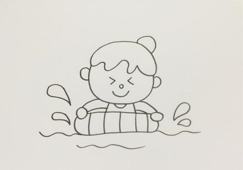 女孩游泳简笔画儿童画怎么画 彩色游泳简笔画步骤