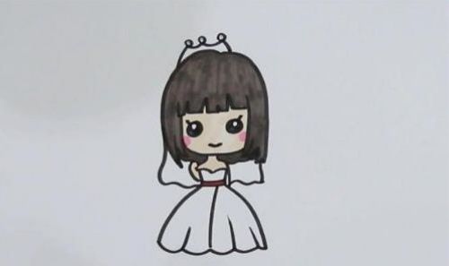 简单又漂亮新娘简笔画步骤 穿婚纱新娘简笔画怎么画
