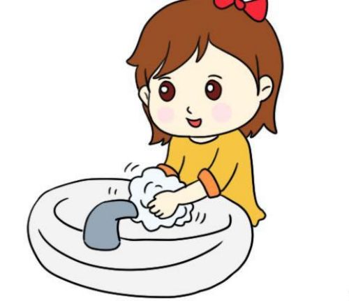 小朋友洗手儿童画怎么画 卡通小朋友洗手简笔画教程