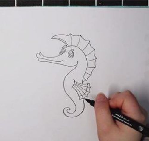 简单海马简笔画怎么画 彩色可爱海马简笔画教程-素描自学网 简单海马简笔画怎么画 彩色可爱海马简笔画教程