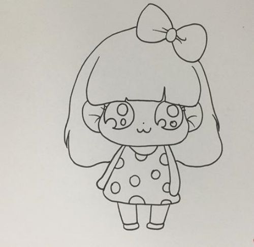 漂亮可爱小女孩简笔画怎么画 蘑菇头小女孩简笔画步骤图