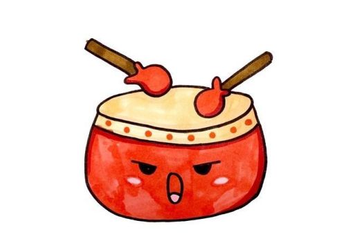 带颜色大鼓简笔画绘画步骤 可爱大鼓简笔画怎么画