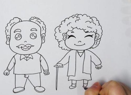 卡通全身爷爷奶奶简笔画步骤 人物简单爷爷奶奶简笔画怎么画