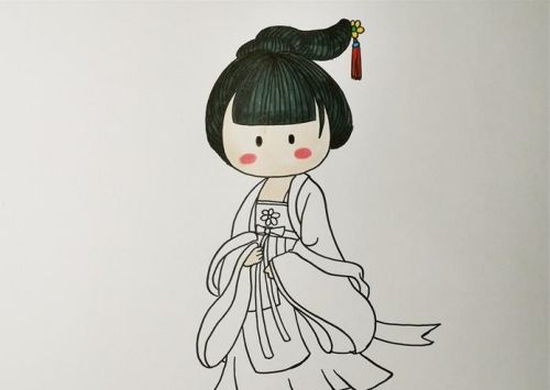 超简单古装美女简笔画怎么画 全身古装美女简笔画教程
