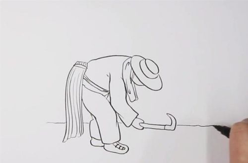 耕田农民伯伯简笔画怎么画 彩色农民伯伯简笔画画法