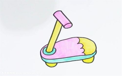 滑板车简笔画幼儿园画法教程 简单滑板车简笔画怎么画