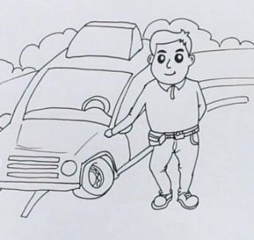 卡通带颜色出租车简笔画怎么画 出租车简笔画儿童画绘画教程