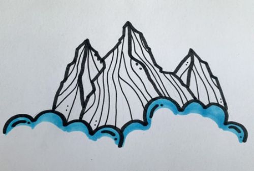 陡峭的山峰简笔画画法图解 彩色带颜色山峰简笔画怎么画