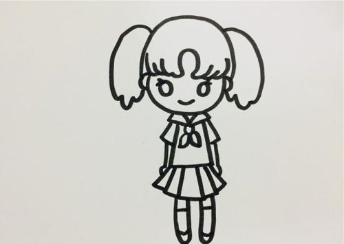 正面全身马尾辫女孩简笔画教程 q版马尾辫女孩简笔画怎么画