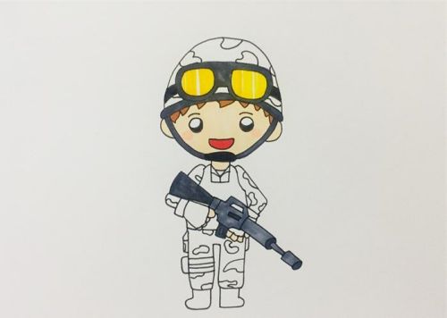 彩色解放军简笔画怎么画 卡通解放军简笔画彩色教程