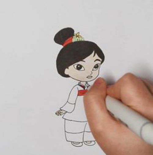花木兰简笔画儿童画教程 彩色q版花木兰简笔画怎么画