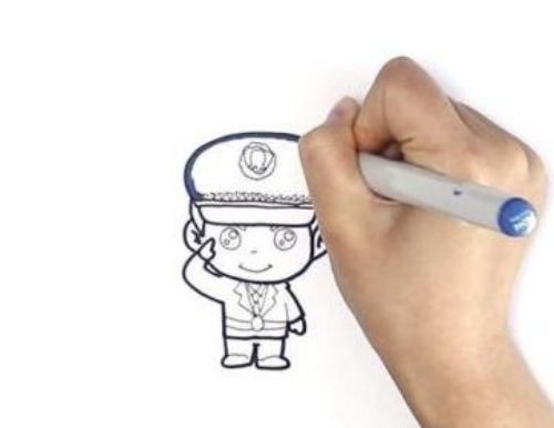 涂颜色警察简笔画怎么画 简单又漂亮警察简笔画步骤