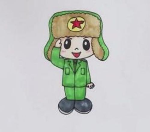 戴帽子雷锋简笔画怎么画 雷锋简笔画儿童画教程-素描自学网 戴帽子雷锋简笔画怎么画 雷锋简笔画儿童画教程