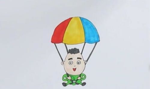 卡通跳伞简笔画怎么画 带颜色跳伞简笔画绘画教程