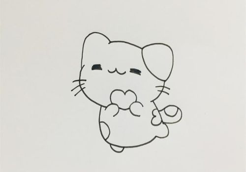 彩色可爱小猫简笔画一步一步教 呆萌小猫简笔画儿童画教程