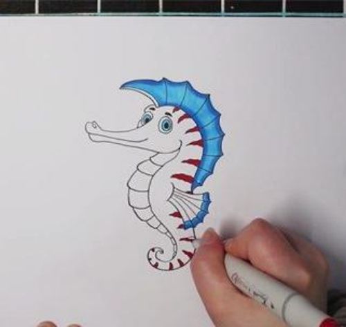 简单海马简笔画怎么画 彩色可爱海马简笔画教程-素描自学网 简单海马简笔画怎么画 彩色可爱海马简笔画教程