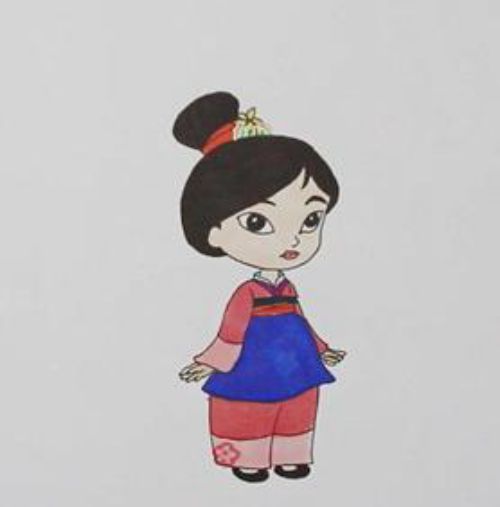 花木兰简笔画儿童画教程 彩色q版花木兰简笔画怎么画