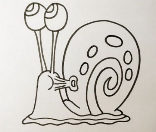 海绵宝宝小蜗简笔画怎么画 可爱带颜色小蜗简笔画步骤图解