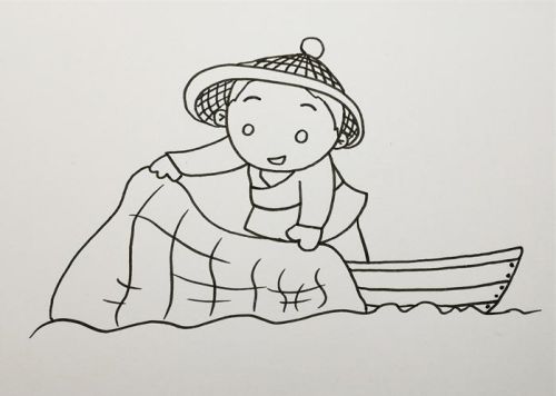 彩色可爱渔民简笔画步骤 简单渔民简笔画怎么画