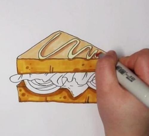 美味好看三明治简笔画 三明治简笔画一步一步教