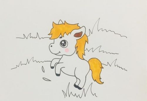 简单可爱小马简笔画怎么画 彩色小马简笔画教程