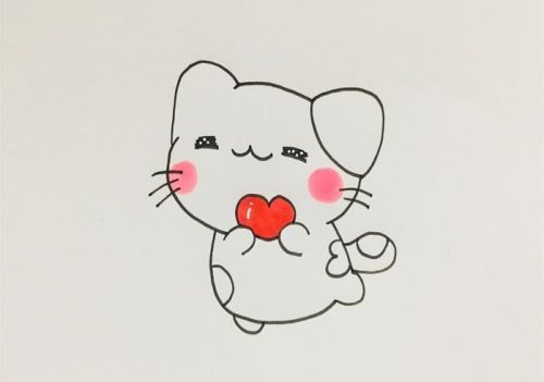 彩色可爱小猫简笔画一步一步教 呆萌小猫简笔画儿童画教程