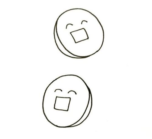 古代一串铜钱简笔画怎么画 彩色铜钱简笔画步骤