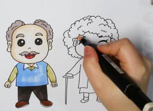 卡通全身爷爷奶奶简笔画步骤 人物简单爷爷奶奶简笔画怎么画