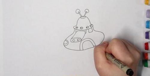 彩色科幻宇宙飞船简笔画教程 带颜色宇宙飞船简笔画怎么画