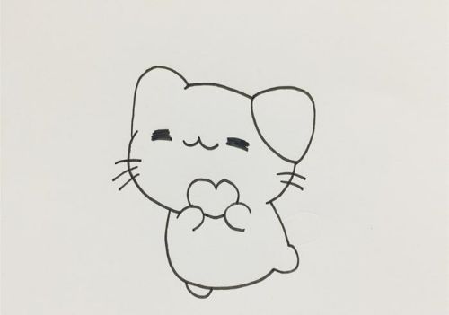 彩色可爱小猫简笔画一步一步教 呆萌小猫简笔画儿童画教程
