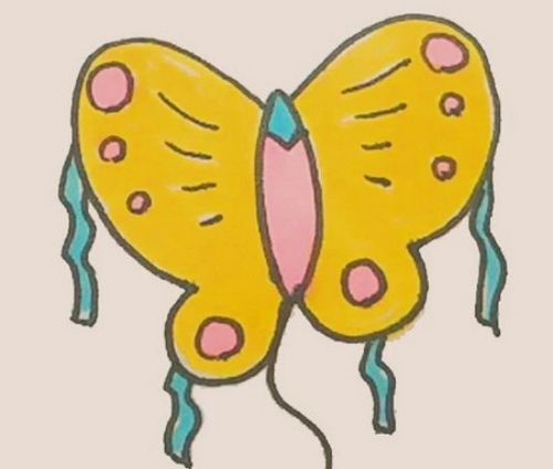 漂亮彩色蝴蝶风筝简笔画教程步骤 可爱蝴蝶风筝简笔画怎么画