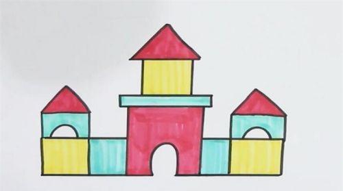 积木城堡简笔画怎么画 积木城堡简笔画可爱带颜色画法-素描自学网 积木城堡简笔画怎么画 积木城堡简笔画可爱带颜色画法