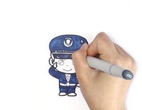 涂颜色警察简笔画怎么画 简单又漂亮警察简笔画步骤
