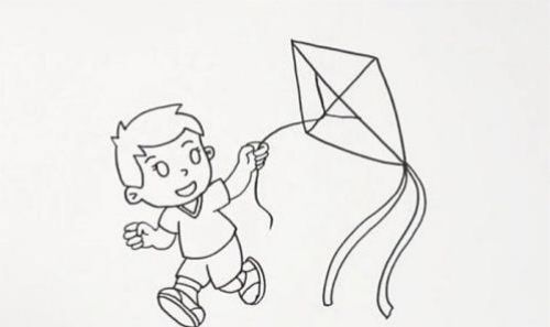 卡通男孩放风筝简笔画步骤 彩色放风筝简笔画怎么画