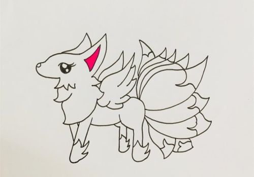 卡通人物九尾狐简笔画画法 古风q版九尾狐简笔画怎么画