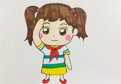 小朋友敬礼简笔画怎么画 儿童敬礼简笔画带颜色步骤图