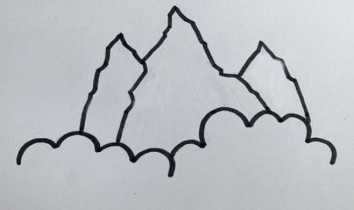 陡峭的山峰简笔画画法图解 彩色带颜色山峰简笔画怎么画