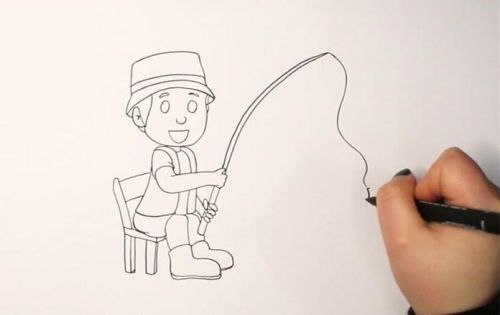 钓鱼简笔画儿童画怎么画 彩色钓鱼简笔画步骤