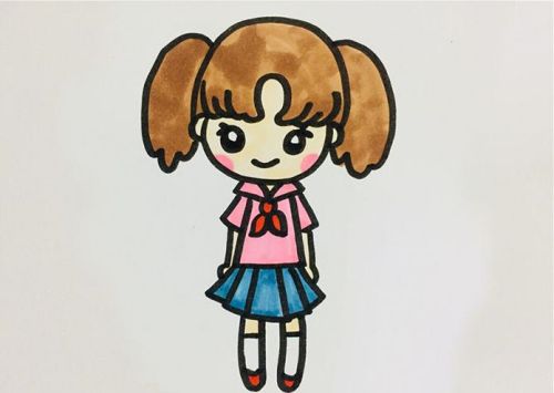 正面全身马尾辫女孩简笔画教程 q版马尾辫女孩简笔画怎么画