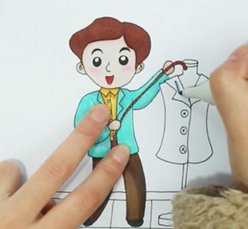 可爱裁缝简笔画怎么画 彩色裁缝简笔画教程