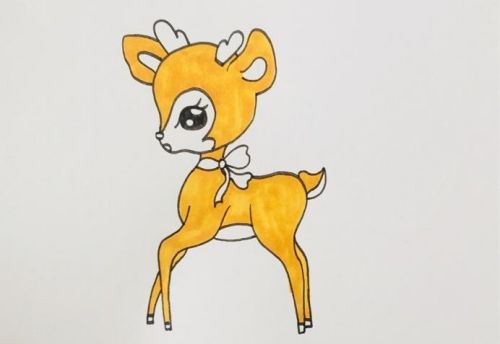 梅花鹿简笔画彩色画法 可爱梅花鹿简笔画怎么画
