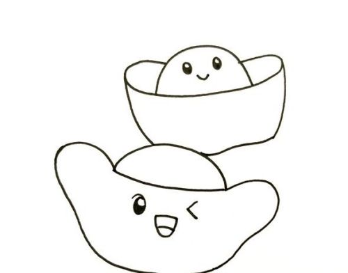 卡通彩色金元宝简笔画步骤 简单又漂亮金元宝简笔画怎么画