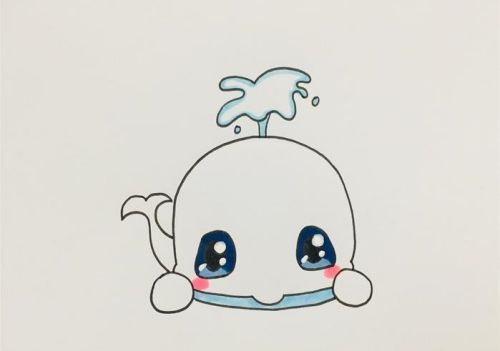 可爱蓝鲸简笔画怎么画 幼儿蓝鲸带颜色简笔画画法教程