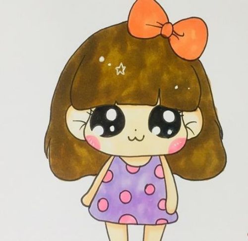 漂亮可爱小女孩简笔画怎么画 蘑菇头小女孩简笔画步骤图