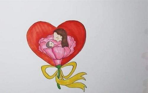 简单又漂亮彩色母亲节简笔画怎么画 花朵母亲节简笔画画法